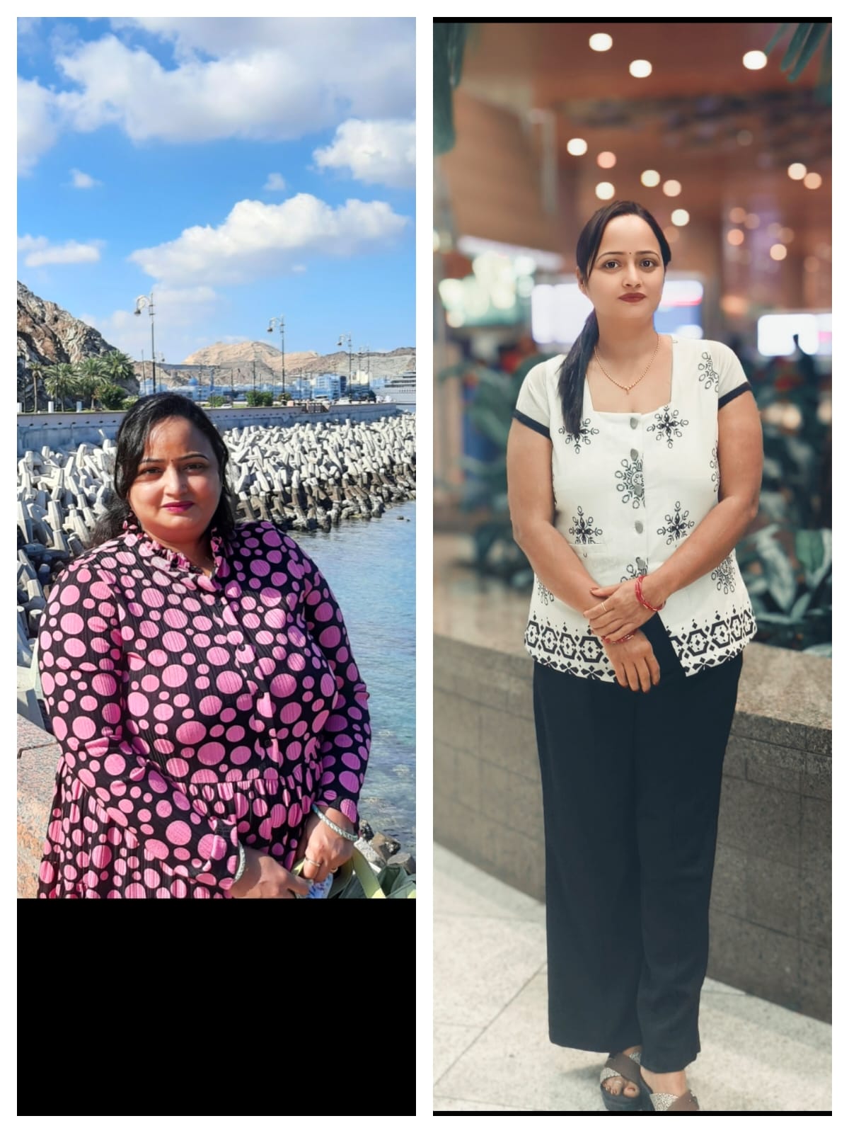 Sneha before and after losing 26 kg with TransformwithRKD coaching